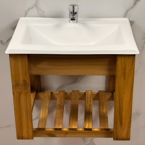 Vanitory Colgante 50cm Diseño Nórdico Marmolina + Griferia