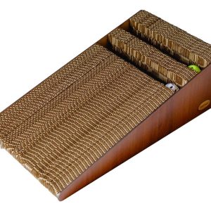 Rascador Gato Rampa Y Pelotas Cartón Y Madera Premium Rascat