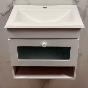 Vanitory Colgante Mdf Laqueado + Bacha Marmolina 50 Cm