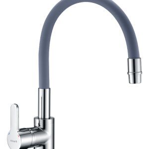 Griferia Cocina Mesada Monocomando Piazza Emblem 10016gr Acabado Cromado Color Gris