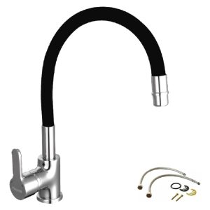 Piazza Emblem 10016 Griferia Cocina Monocomando Cromado Flexible Color Negro