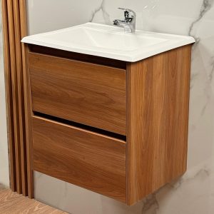 Combo Vanitory 2 Cajones 50cm Mdf + Bacha + Griferia