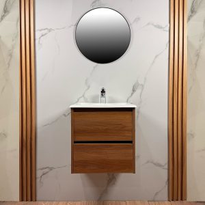 Combo Vanitory 2 Cajones 50cm Mdf + Bacha + Griferia Hydros