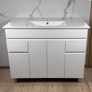 Mueble Vanitory Madera Laqueado 1mt + Bacha Maral Loza