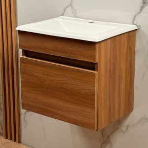 Vanitory Colgante Madera Mdf + Bacha Marmolina 50cm
