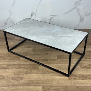 Mesa Ratona Simil Marmol Con Est. Hierro Estilo Industrial